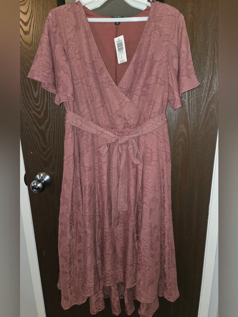 Floral Wrap Midi Dress in Dusty Rose